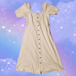 H&M Cream Button-Front Midi Dress